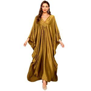Solid Kaftan Dress Swimsuit Coverup Plus Size Beach Loungewear Mumu